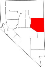 Map of Nevada showing White Pine County 