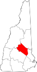 Map of New Hampshire showing Belknap County 