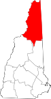 Map of New Hampshire showing Coos County 