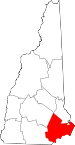 Map of New Hampshire showing Rockingham County 