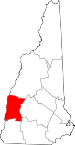 Map of New Hampshire showing Sullivan County 