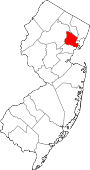 Map of New Jersey showing Essex County 