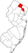 Map of New Jersey showing Passaic County 