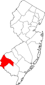 Map of New Jersey showing Salem County 