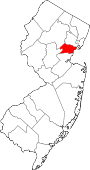 Map of New Jersey showing Union County 