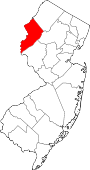 Map of New Jersey showing Warren County 