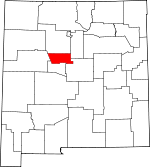 Map of New Mexico showing Bernalillo County 