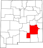 Map of New Mexico showing Chaves County 