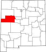 Map of New Mexico showing Cibola County 