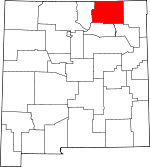 Map of New Mexico showing Colfax County 