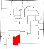 Map of New Mexico showing Dona Ana County 