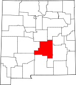 Map of New Mexico showing Lincoln County 