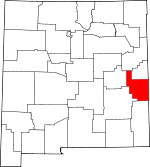 Map of New Mexico showing Roosevelt County 