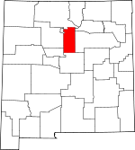 Map of New Mexico showing Santa Fe County 