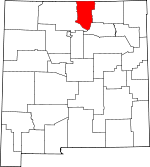 Map of New Mexico showing Taos County 