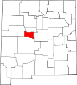 Map of New Mexico showing Valencia County 