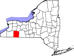 Map of New York showing Allegany County 