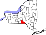 Map of New York showing Broome County 