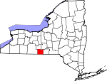 Map of New York showing Chemung County 