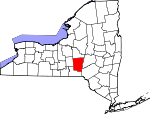 Map of New York showing Chenango County 