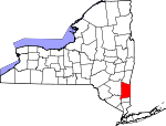 Map of New York showing Dutchess County 