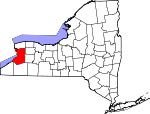 Map of New York showing Erie County 