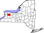 Map of New York showing Genesee County 