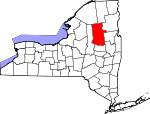 Map of New York showing Hamilton County 