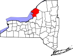 Map of New York showing Jefferson County 