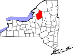 Map of New York showing Lewis County 