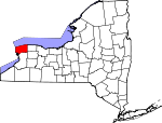 Map of New York showing Niagara County 