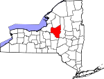 Map of New York showing Oneida County 