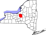 Map of New York showing Onondaga County 