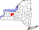 Map of New York showing Ontario County 