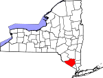 Map of New York showing Orange County 