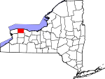 Map of New York showing Orleans County 