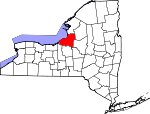 Map of New York showing Oswego County 