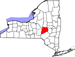 Map of New York showing Otsego County 