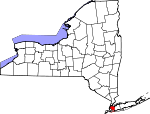 Map of New York showing Queens County 