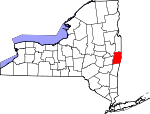 Map of New York showing Rensselaer County 