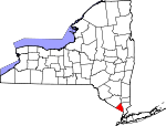 Map of New York showing Rockland County 