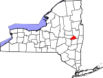 Map of New York showing Schenectady County 