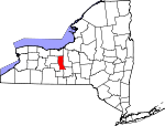 Map of New York showing Seneca County 