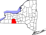 Map of New York showing Steuben County 