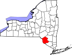 Map of New York showing Sullivan County 