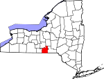 Map of New York showing Tioga County 