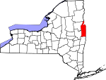 Map of New York showing Washington County 