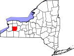 Map of New York showing Wyoming County 