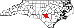 Map of North Carolina showing Cumberland County 