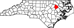 Map of North Carolina showing Edgecombe County 